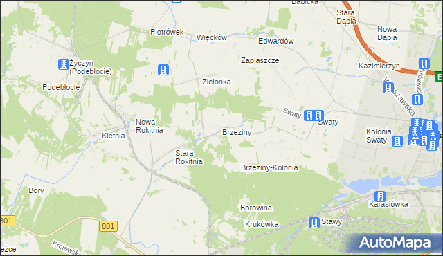 mapa Brzeziny gmina Stężyca, Brzeziny gmina Stężyca na mapie Targeo