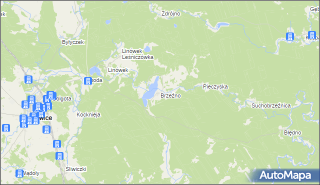 mapa Brzeźno gmina Śliwice, Brzeźno gmina Śliwice na mapie Targeo