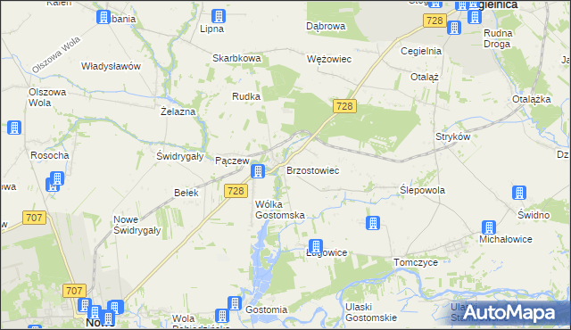 mapa Brzostowiec, Brzostowiec na mapie Targeo