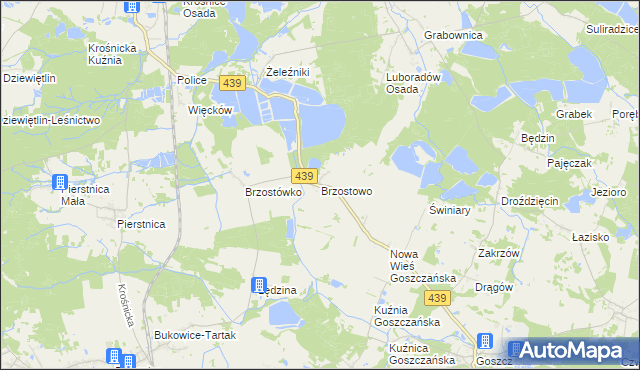 mapa Brzostowo gmina Krośnice, Brzostowo gmina Krośnice na mapie Targeo
