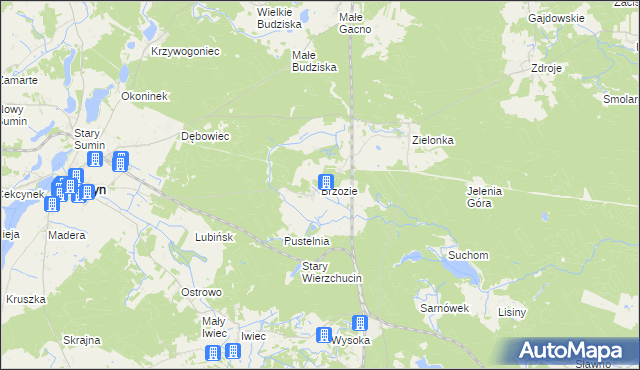 mapa Brzozie gmina Cekcyn, Brzozie gmina Cekcyn na mapie Targeo