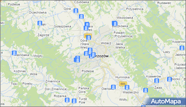 mapa Brzozów, Brzozów na mapie Targeo