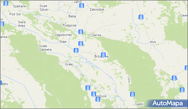 mapa Brzozowa gmina Kadzidło, Brzozowa gmina Kadzidło na mapie Targeo