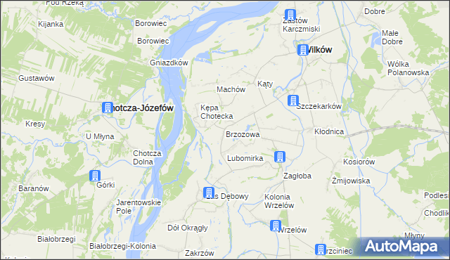 mapa Brzozowa gmina Wilków, Brzozowa gmina Wilków na mapie Targeo