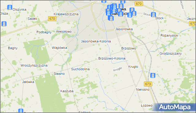 mapa Brzozowo-Kolonia, Brzozowo-Kolonia na mapie Targeo