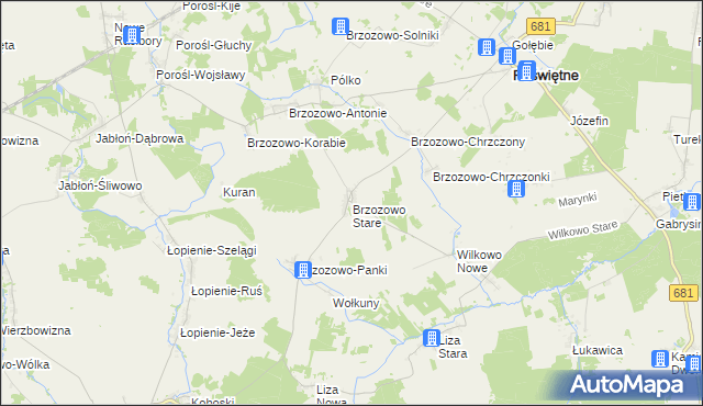 mapa Brzozowo Stare, Brzozowo Stare na mapie Targeo