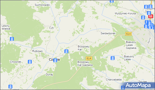 mapa Brzozowy Kąt gmina Czarnia, Brzozowy Kąt gmina Czarnia na mapie Targeo