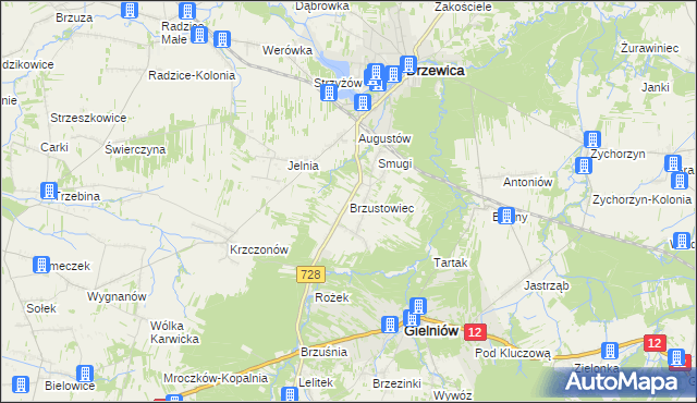 mapa Brzustowiec, Brzustowiec na mapie Targeo