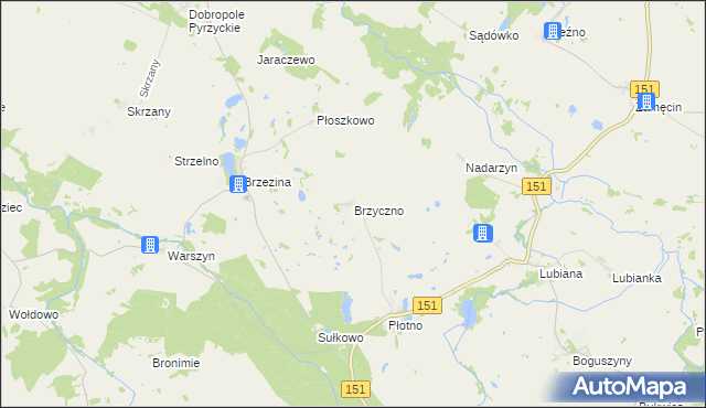 mapa Brzyczno, Brzyczno na mapie Targeo