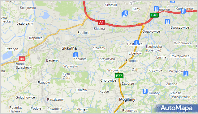 mapa Brzyczyna, Brzyczyna na mapie Targeo