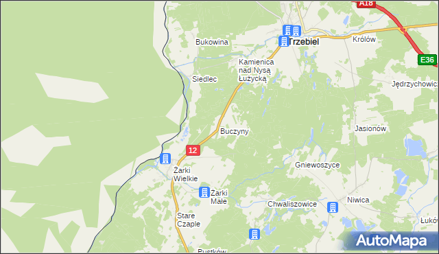 mapa Buczyny, Buczyny na mapie Targeo