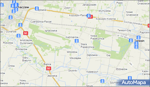 mapa Budki Piaseckie, Budki Piaseckie na mapie Targeo