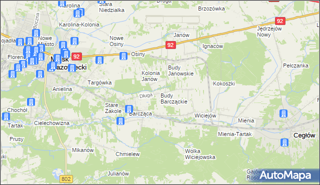 mapa Budy Barcząckie, Budy Barcząckie na mapie Targeo