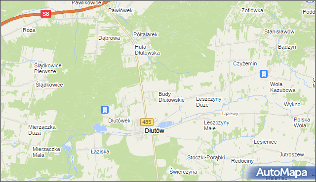 mapa Budy Dłutowskie, Budy Dłutowskie na mapie Targeo