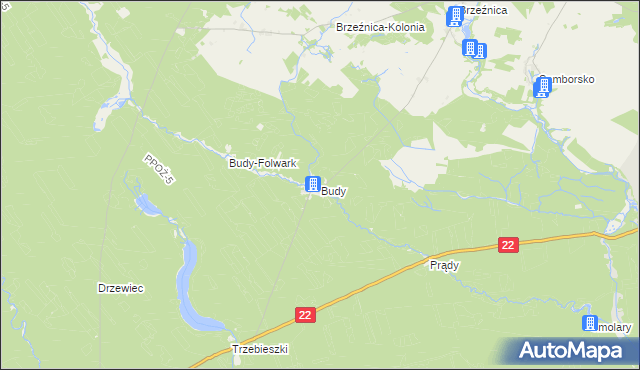 mapa Budy gmina Jastrowie, Budy gmina Jastrowie na mapie Targeo