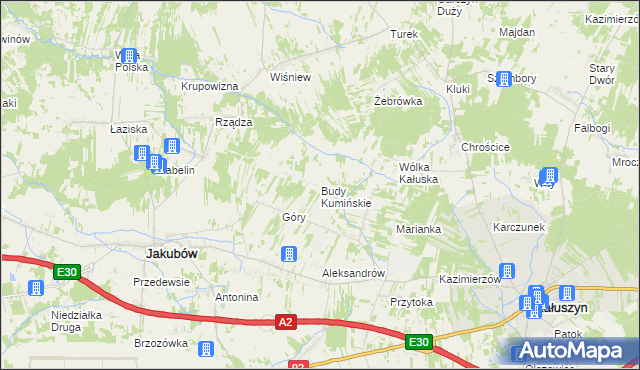 mapa Budy Kumińskie, Budy Kumińskie na mapie Targeo