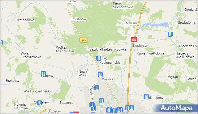 mapa Budy Kupientyńskie, Budy Kupientyńskie na mapie Targeo