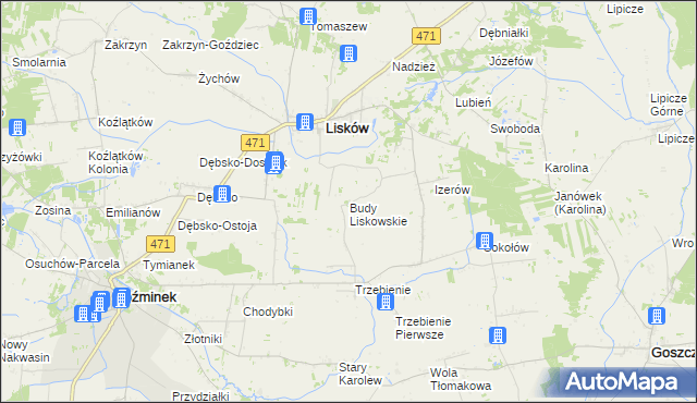 mapa Budy Liskowskie, Budy Liskowskie na mapie Targeo