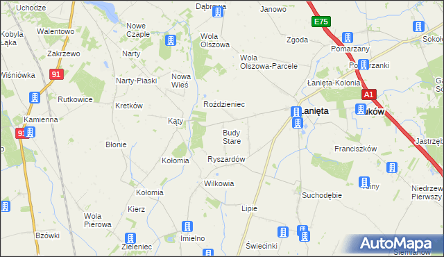 mapa Budy Stare gmina Łanięta, Budy Stare gmina Łanięta na mapie Targeo