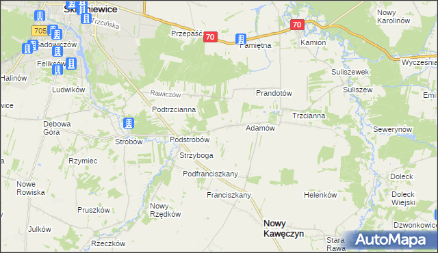 mapa Budy Trzcińskie, Budy Trzcińskie na mapie Targeo