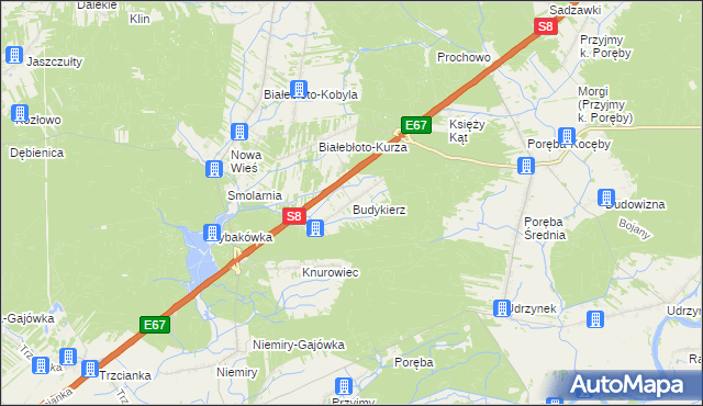 mapa Budykierz, Budykierz na mapie Targeo