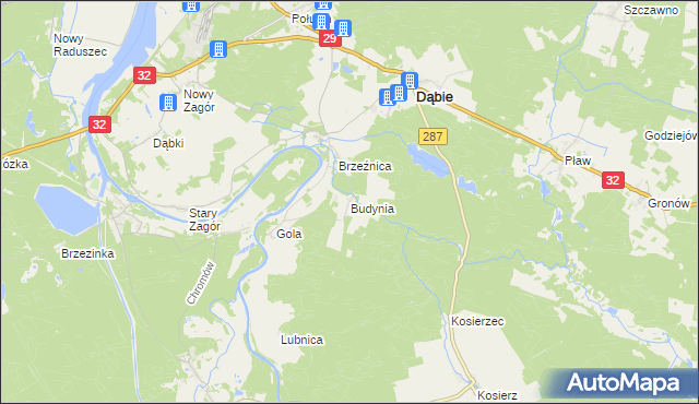 mapa Budynia, Budynia na mapie Targeo
