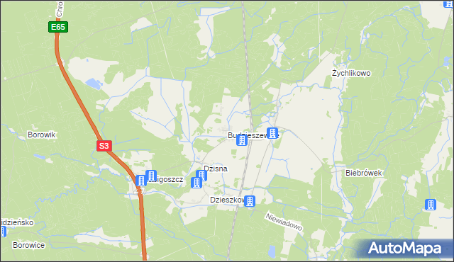 mapa Budzieszewice, Budzieszewice na mapie Targeo