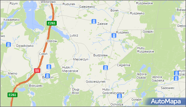 mapa Budzisław gmina Rogowo, Budzisław gmina Rogowo na mapie Targeo