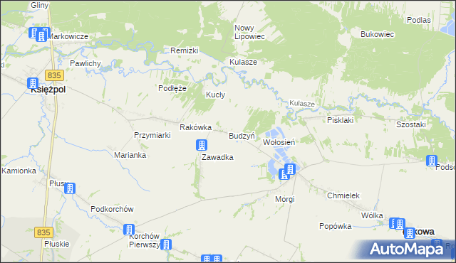 mapa Budzyń gmina Księżpol, Budzyń gmina Księżpol na mapie Targeo