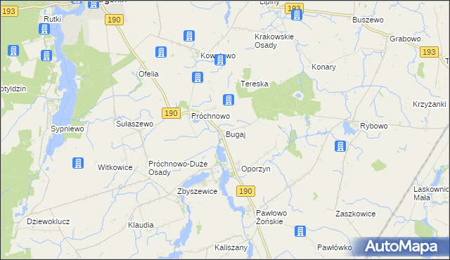 mapa Bugaj gmina Margonin, Bugaj gmina Margonin na mapie Targeo