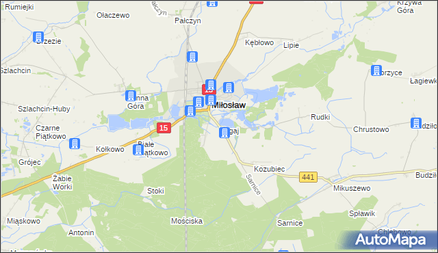 mapa Bugaj gmina Miłosław, Bugaj gmina Miłosław na mapie Targeo