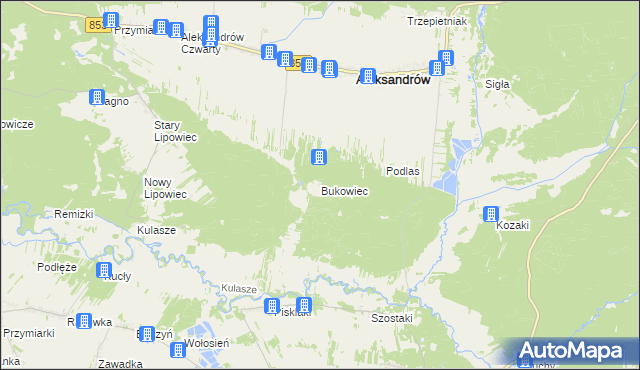 mapa Bukowiec gmina Aleksandrów, Bukowiec gmina Aleksandrów na mapie Targeo