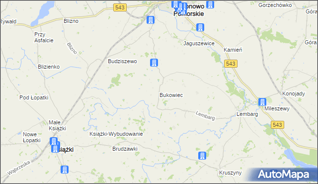 mapa Bukowiec gmina Jabłonowo Pomorskie, Bukowiec gmina Jabłonowo Pomorskie na mapie Targeo