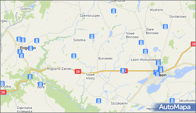 mapa Bukowiec gmina Rogóźno, Bukowiec gmina Rogóźno na mapie Targeo