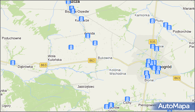 mapa Bukowina gmina Biszcza, Bukowina gmina Biszcza na mapie Targeo
