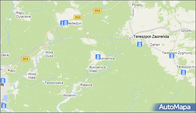 mapa Bukownica gmina Tereszpol, Bukownica gmina Tereszpol na mapie Targeo
