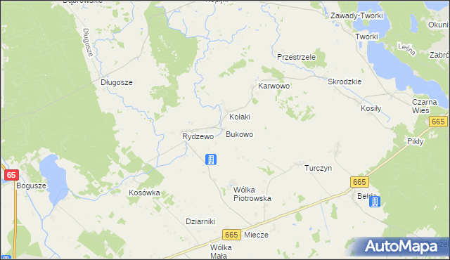 mapa Bukowo gmina Rajgród, Bukowo gmina Rajgród na mapie Targeo