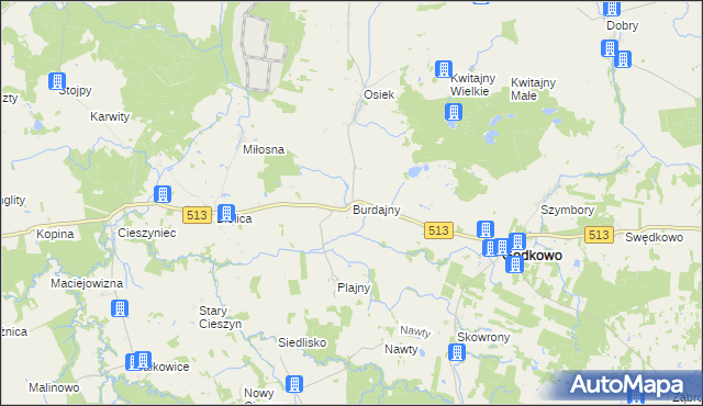 mapa Burdajny, Burdajny na mapie Targeo