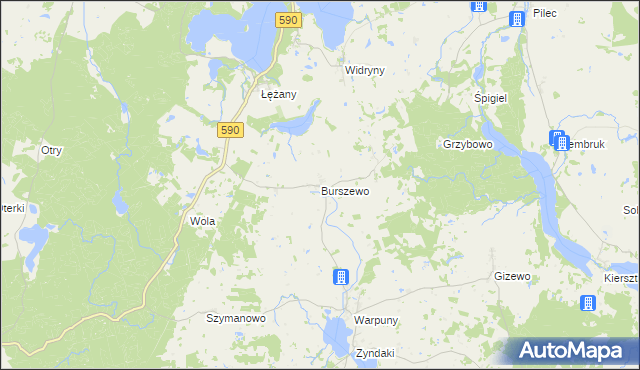 mapa Burszewo, Burszewo na mapie Targeo