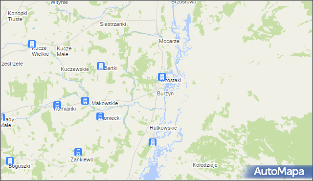 mapa Burzyn gmina Jedwabne, Burzyn gmina Jedwabne na mapie Targeo