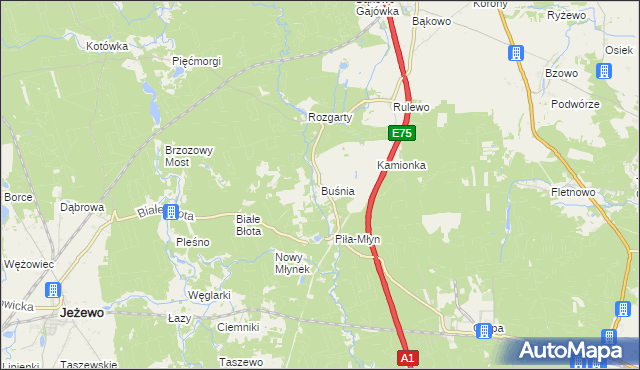 mapa Buśnia, Buśnia na mapie Targeo