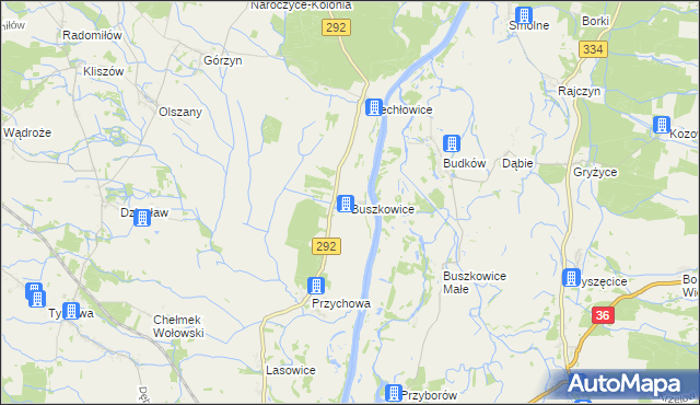 mapa Buszkowice gmina Ścinawa, Buszkowice gmina Ścinawa na mapie Targeo
