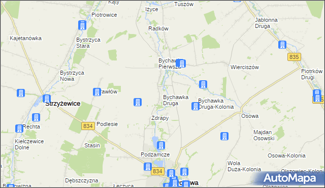 mapa Bychawka Druga, Bychawka Druga na mapie Targeo