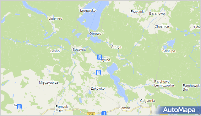 mapa Bylina gmina Parchowo, Bylina gmina Parchowo na mapie Targeo