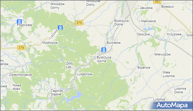 mapa Bystrzyca Górna, Bystrzyca Górna na mapie Targeo