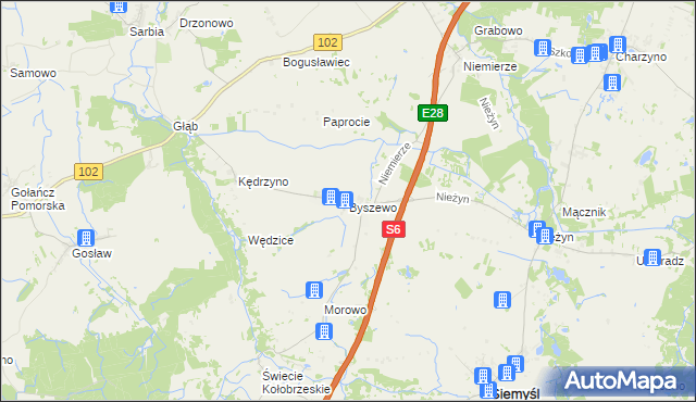 mapa Byszewo gmina Siemyśl, Byszewo gmina Siemyśl na mapie Targeo