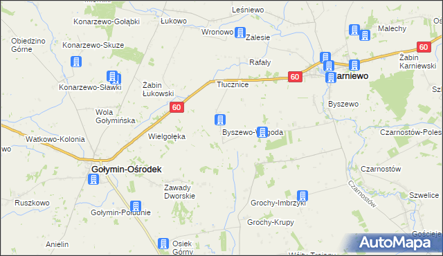 mapa Byszewo-Wygoda, Byszewo-Wygoda na mapie Targeo