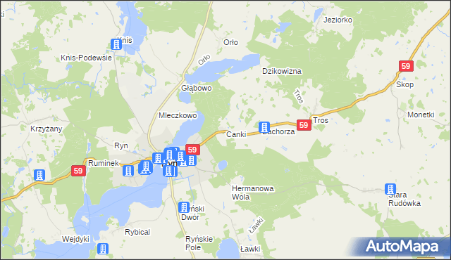 mapa Canki, Canki na mapie Targeo