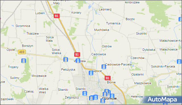 mapa Cedrowice, Cedrowice na mapie Targeo