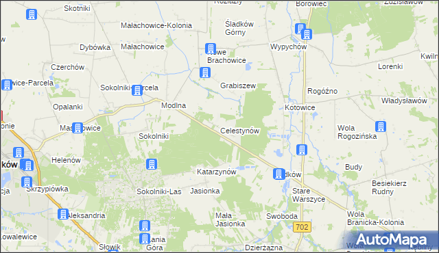 mapa Celestynów gmina Ozorków, Celestynów gmina Ozorków na mapie Targeo